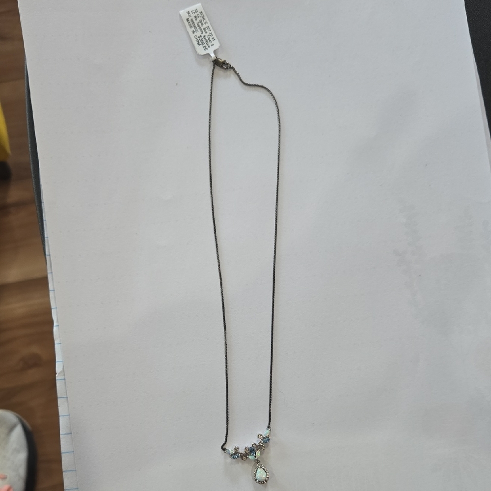 Kohl's Silver Necklace with Blue and White Gems